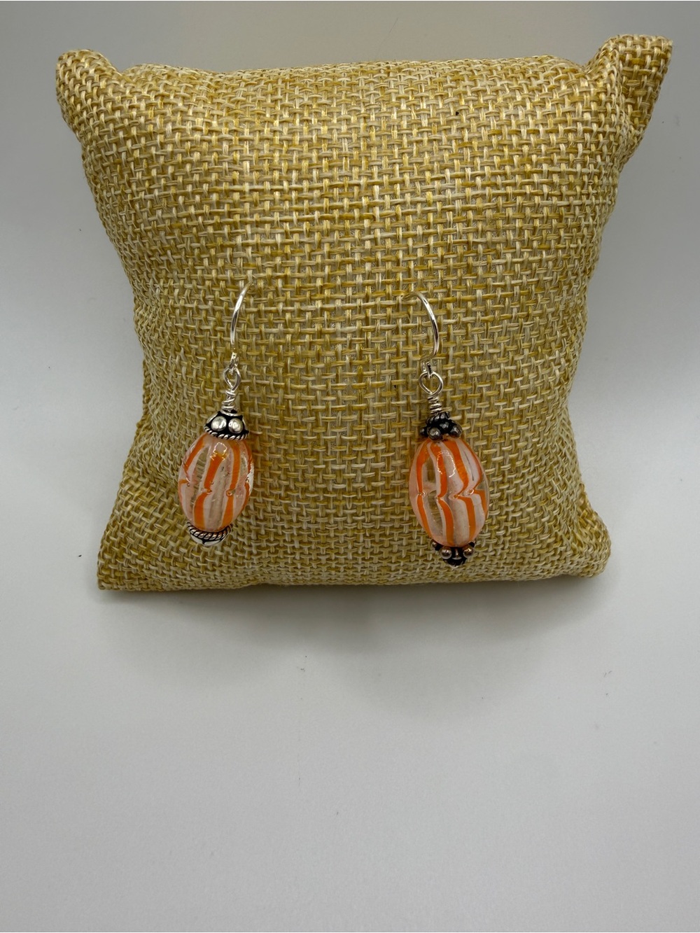 Handmade Orange Glass Bead Drop Earrings - Women Jewelry